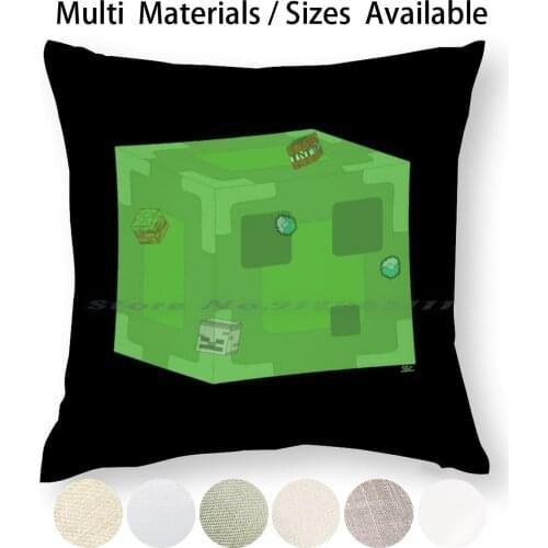 Slime Hoard Pillow Case Throw Pillow Cover Cotton Linen Flax Mojang Slime Pc Gaming Playstation 16 Bit 8 Bit Games Microsoft