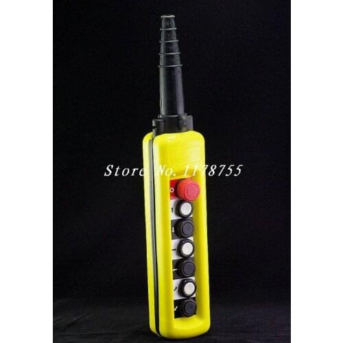 One Speed Control Hoist Crane 6 Pushbuttons Pendant Control Station With Emergency Stop