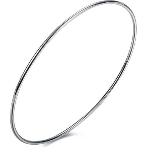 Kiteal hot Fashion silver color round bangles for women/men diameter 6.5cm 1.5mm Single Circle pulseira Factory Wholesale