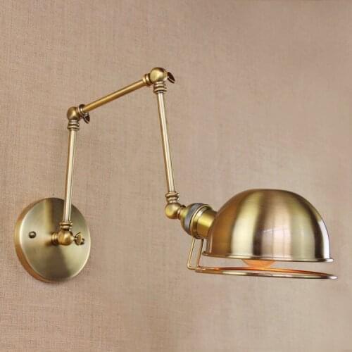 Industrial Retro Loft Style Modern Golden Wall Lamp High Quality Long Arm Pub Light Studio Light AC90-260V Free Shipping