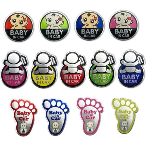 Baby in Car Sticker Baby on Board Car Aluminum Sticker for Nissan X-TRAIL Qashqai Skoda Octavia Fabia Renault Clio