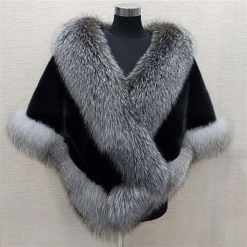 Grey Black Blue Fashion Winter Fox Artificial Fur Grass Vest Lady Fashion Loose Coat Women Vest Over Cloth Top Shawl Cloak Cape
