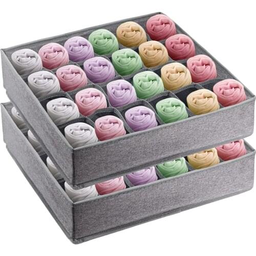 24 Cell Collapsible Socks Underwear Drawer Organizer Divider Cabinet Storage Boxes for Clothes Socks Lingerie Ties