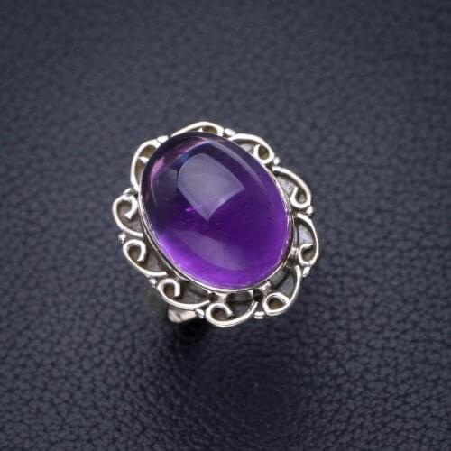 StarGems Natural Amethyst Handmade 925 Sterling Silver Ring 6.25 D7909