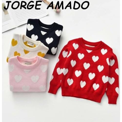 Love Heart Baby Girl Sweater 2020 round collar Long Sleeve pullover Sweater Kids Coat Clothes WL010