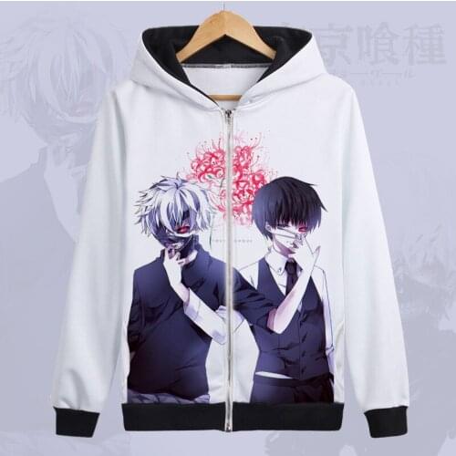 Anime Hoodie Coats Tokyo Ghoul Hoodie Jackets Hooded Zipper Hoodie Men Women Harajuku Streetwear