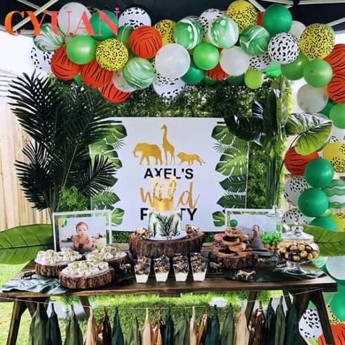 CYUAN 72pcs Animal Balloons Garland Kit Jungle Safari Theme Party Supplies Favors Kids Boys Birthday Theme Party Baby Decoration