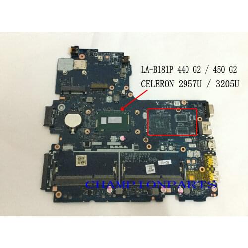 STOCK ZPL40/ZPL50/ZPL70 LA-B181P Laptop Motherboard for HP PROBOOK 450 G2 440 G2 470 G2 CPU CELERON 2957U / 3205U