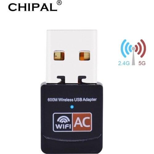 CHIPAL 600Mbps Dual Band Wireless Network Card External USB 3.0 WiFi Adapter 4dbi Antenna PC LAN Wi-Fi Receiver Dongle 802.11AC