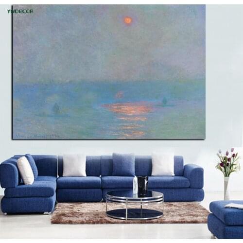 YWDECOR HD Print Impression Sunrise Claude Monet Oil Painting on Canvas Art Impressionist Landscape Wall Picture for Living Room