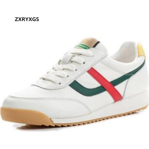 2020 New Spring Spell Colors Splicing Genuine Leather Shoes Women Sneakers Casual Shoes Flat Non-slip Comfort Warm Winter Shoes