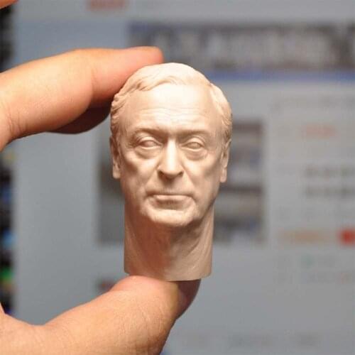 1/6 Alfred Sir Michael Caine Uncolored Prototype Head Sculpture Soldier Accessories Fit for 12'' Action Figure Body