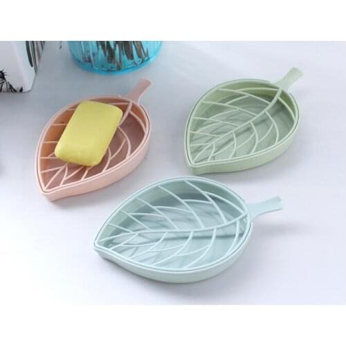 1PC Bathroom Shower Leaf Shape Soap Box Dish Storage Plate Hiking Bathroom Home Case Container Travel Holder Dish Fresh OK 0797