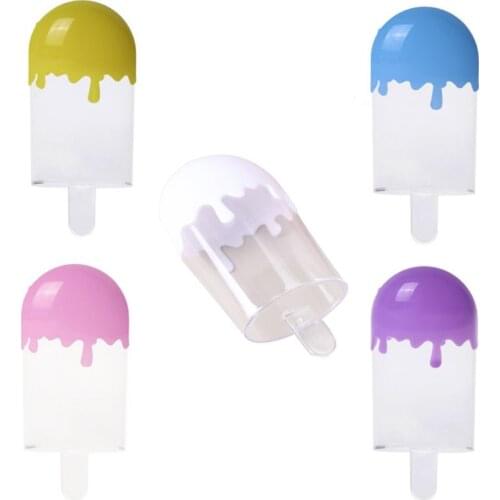 2021 New 12Pcs Ice Cream Shape Candy Box Plastic Candy Treat Case Transparent Candy Container for Birthday Wedding Party