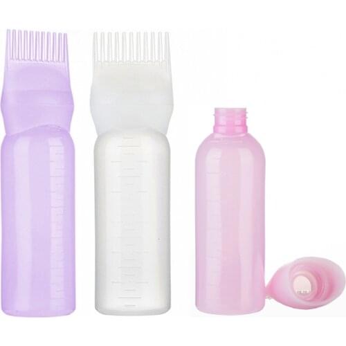 120ml Hair Styling Dye Liquid Filling Graduated Bottle Applicator With Brush Head Hairstyling Dyeing Styling Tool