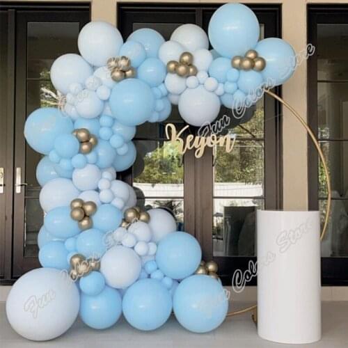 126pcs Doubled Macaron Blue Wedding Birthday Party Backdrop Baby Shower DIY Golden Holiday Dinner Decor Balloon Garland Arch Kit