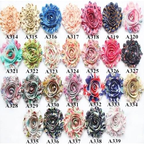 30 yards / lot , 2.5" floral chiffon flower , print shabby chiffon flower for apparel hair accessories headwear chiffon flower