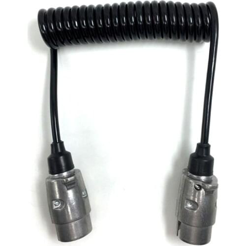 7 Pin Metal Trailer Plugs w/curly extension Cable Lead 1.5M Male To Male 12V Trailer Lighting Board Caravan E7CA
