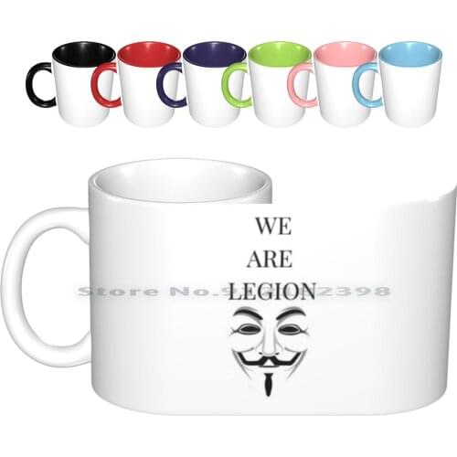 Anonymous We Are Legion Ceramic Mugs Coffee Cups Milk Tea Mug Anonymous V For Vendetta Funny Face Creative Trending Vintage