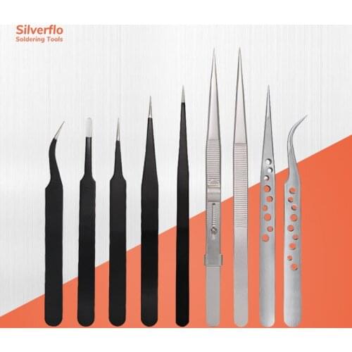 Anti-static ESD Stainless Steel Tweezers Electronics Industrial Tweezers Jewelry Tweezers Making Tool for Jewele Repair Working