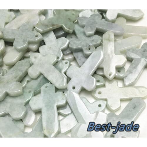 Free Shipping Crucifix DIY hand cravedGrade AICY Jade JadeiteWholesale) pendant necklace