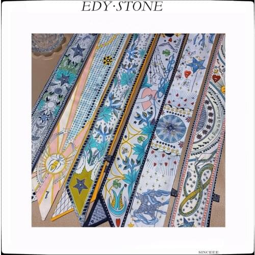 Tarot Brand Tie Wrap Silk Scarf Women Girls Wild Belt Hairband Streamer Simulation Silk Bag Handle Strap Jewelry Accessories