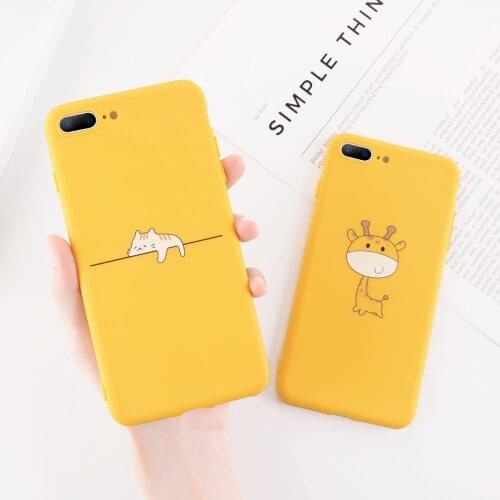 Moskado Yellow Giraffe Cat Phone Case For iPhone 11 X XS Max XR Soft Silicone Cover For iPhone 7 8 6 6s Plus Cute Cartoon Cases