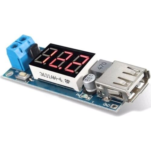 DC-DC 4.5-40V to 5V 2A Step-down LED Voltmeter USB Buck Voltage Converter Module