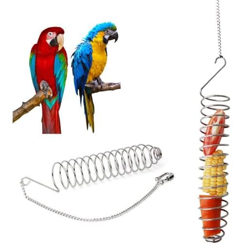 Bird Feeder Toy HolderPet Parrot Bird Training Toys Stainless Steel Food Holder For Hens Birds Arrots Cockatoo