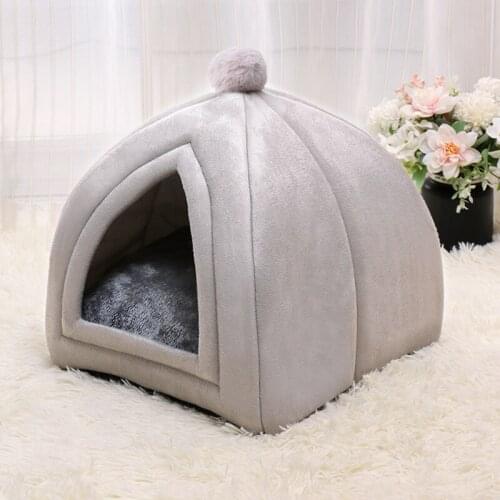 Pet Cat Bed Teddy Home Kitten House Winter Warm Dogs Nest Foldable Cat Cave Cute Tent-type Sleeping Mats for Puppy Cats Supplies