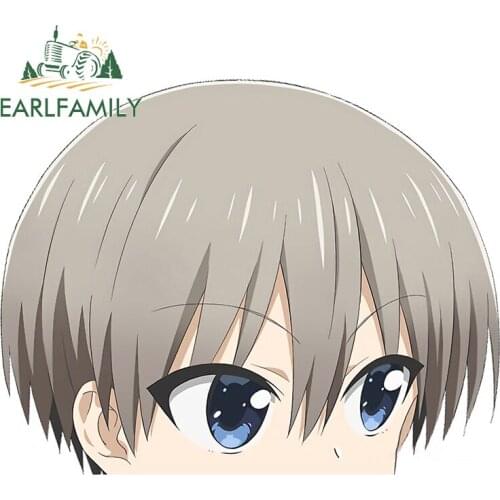 EARLFAMILY 13cm x 10.6cm For Uzaki Peek Car Assessoires Stickers Car Door Protector Decal Waterproof Funny Personality RV Decals