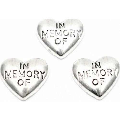 Hot selling 10pcs/lot ln memory of Heart Floating charms Alloy Charms Living glass Memory Lockets DIY woman Jewelry