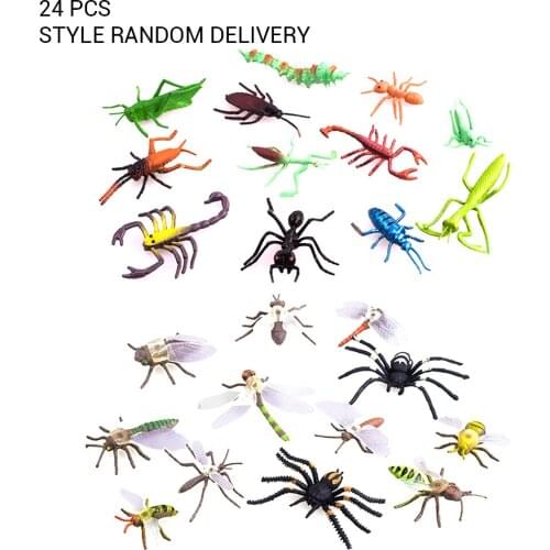 24pcs Simulation Plastic Bugs Fake Spiders Scorpion Flies Bat for Halloween Party Favors Decoration Novelty & Gag Toys For Kids
