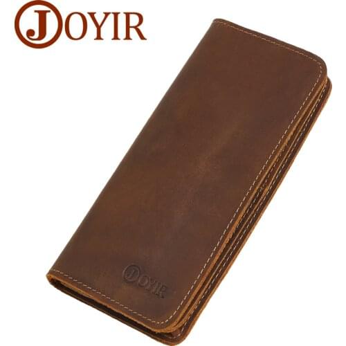 JOYIR Men Genuine Leather Wallet Men Wallets Card Holder Vintage Long Male Clutch Coin Purse Portomonee Carteira Hombre Perse 43
