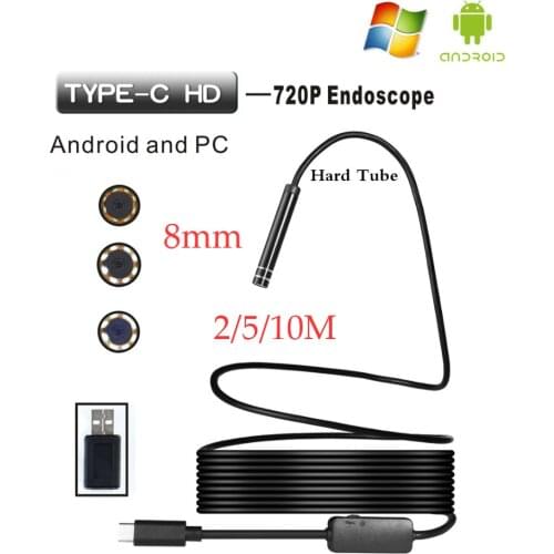 8mm Lens Android HD Endoscop Camera Type C USB Endoscopio Inspection Hard Tube Camera PC Android for Huawei Phones Borescope
