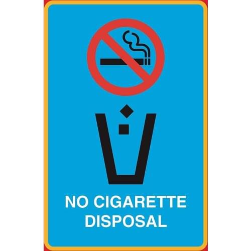 No Cigarette Disposal No Smoking Trash Can Picture Business Retro Metal Tin Sign Plaque Poster Wall Decor Art Shabby Chic Gift