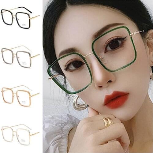 Fashion Anti-Blue Glasses Retro Clear Lens Glasseses Alloy Frame Eyewear Myopia Frames