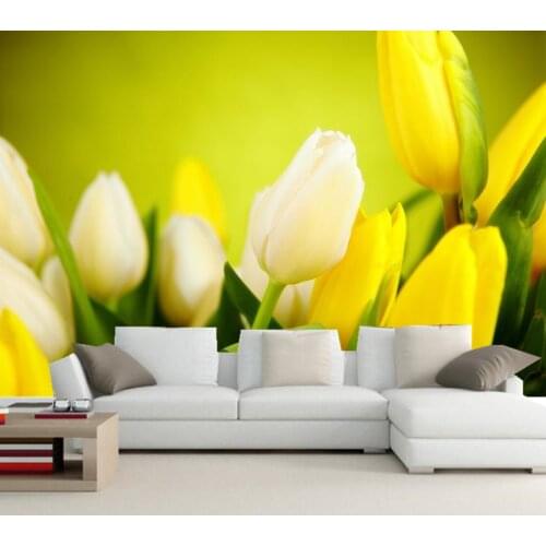 Custom Tulips Yellow Flowers wallpaper papel de parede,livng room tv sofa wall bedroom mural wallpaper 3d large murals