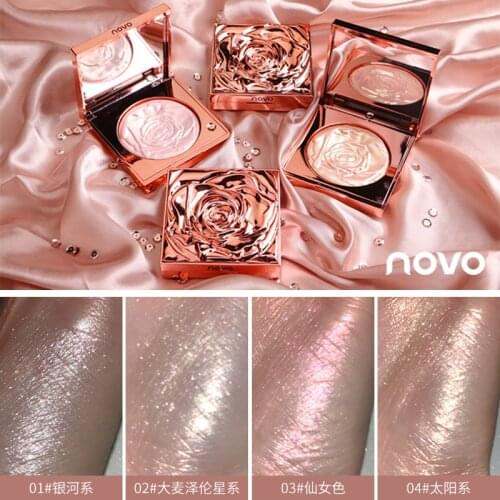 Novo makeup highlighter palette rose gold Champagne high shiny pigment long lasting waterproof baked highlighter powder BN220