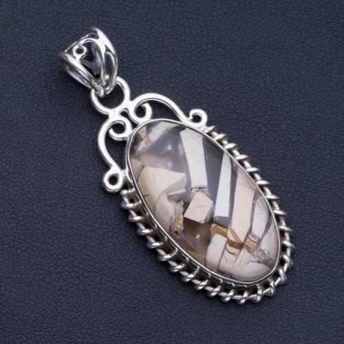 Natural Brecciated Mookaite Punk Style 925 Sterling Silver Pendant 2" P0702