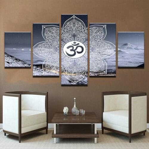 Full Square/Round Drill 5D DIY Diamond Painting 5 Pieces Sacred Om Symbol Posters Buddha Yoga Embroidery Cross Stitch 3d decor