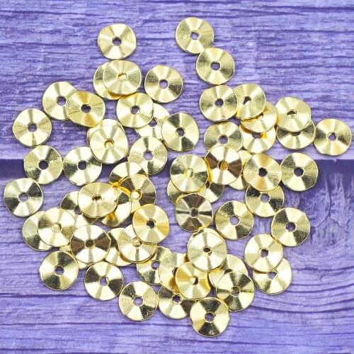 50Pcs Gold Plated Spacer Beads Wave Tortuose Ring Earrings Round Metal Charms Jewelry DIY Findings 9mm Dia