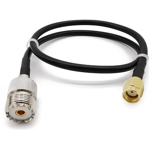 RP SMA Male (Inner Hole) to UHF SO-239 Female Connector Pigtail Cable RG58 RF SMA to UHF Cable for Yaesu Icon Alinco Kenwood