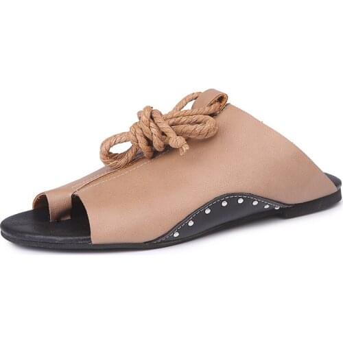 Women Sandals Flat Summer Style Shoes Woman Ankle Strap Soft Leather Sandals Women Plus Size 35-43 Fashion Beach Shoes Sandalias