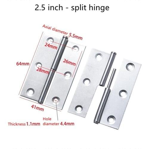 Stainless steel detachable split hinge bathroom toilet door and window split detachable hinge small loose-leaf folding hinge