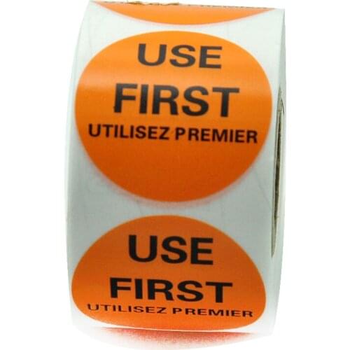 Removable Label Food Safety Rotation Label Removable Sticker Paper USE FIRST Roll of 500 Labels