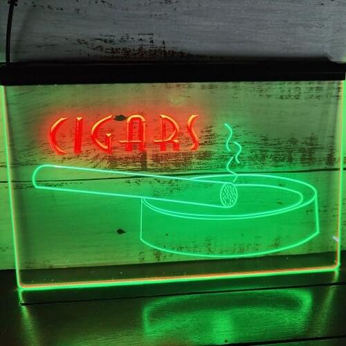 SS036 Cigars Bar Pub Club Cigarette Shop Dual Color LED Neon Sign