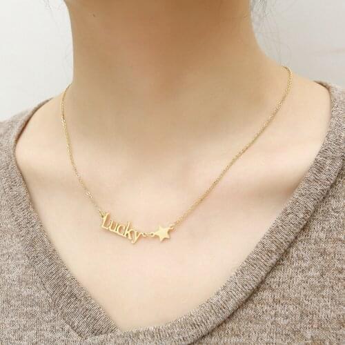 Stainless Steel Lucky Star Necklace Name Letter Necklace Girl Party Fashion Holiday Gift FCN20200002