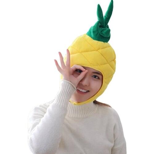 Japanese cute plush pineapple hood hat plush toy hat stuffed toy cap