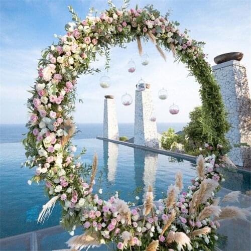 Iron Wedding Arch Props Background Arch Double Circle Flower Outdoor Lawn Wedding Flower Door Rack Wedding Birthday Decoration
